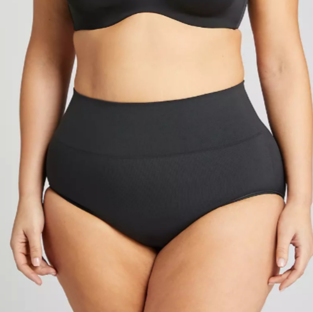 Lane Bryant Cacique Black High Waist Brief Swim Bottoms
